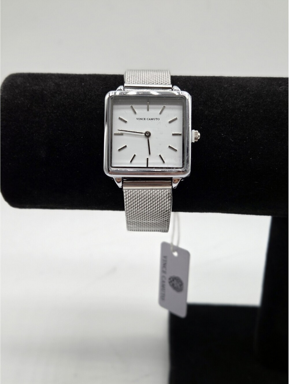 Vince Camuto Women's Silver-Tone Square Case Mesh Bracelet Watch